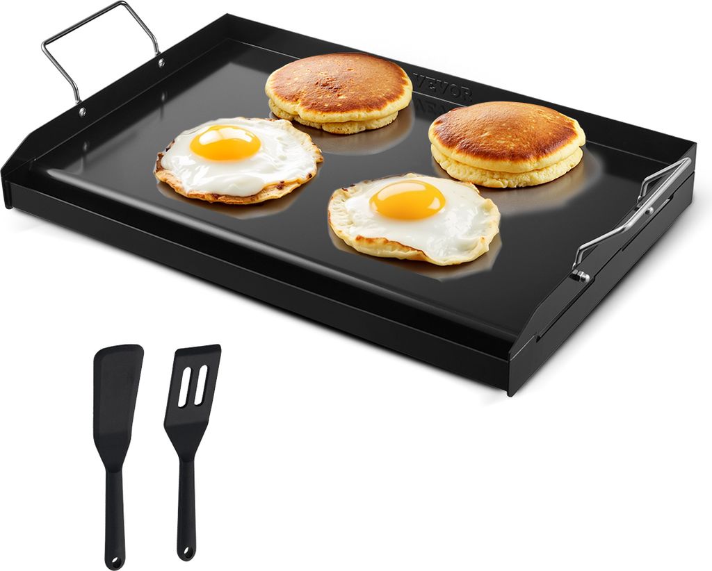 VEVOR Grillpfanne Kohlenstoffstahl, universelle rechteckige Grillpfanne (605 x 360 mm) zum Grillen von Teppanyaki, tragbares Kochgeschirr für Zuha...