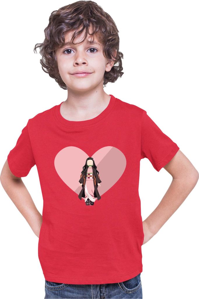 Kinder T-Shirt Demon Anime Slayer Kimetsu No Yaiba Nezuko Love, 5-6 Jahr - 116 / Rot