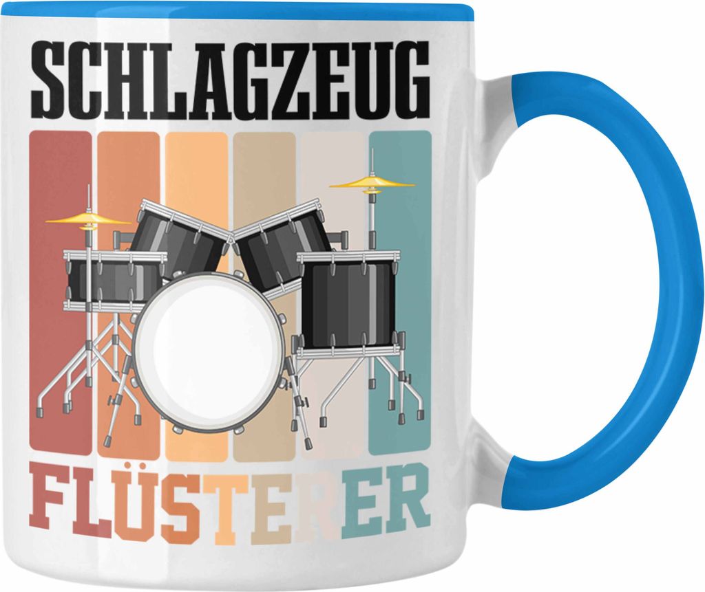 Trendation - Schlagzeug-Spieler Tasse Geschenk Schlagzeug Flüsterer Lustige Geschenkidee für Schlagzeugspieler (Blau)
