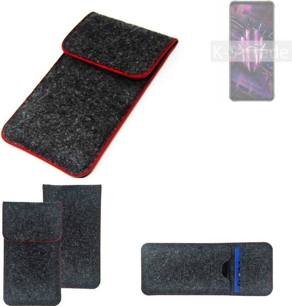 K-S-Trade Handy Schutz Hülle kompatibel mit nubia Red Magic 7S Schutzhülle Handyhülle Filztasche Pouch Tasche Case Sleeve Filzhülle dunkelgrau