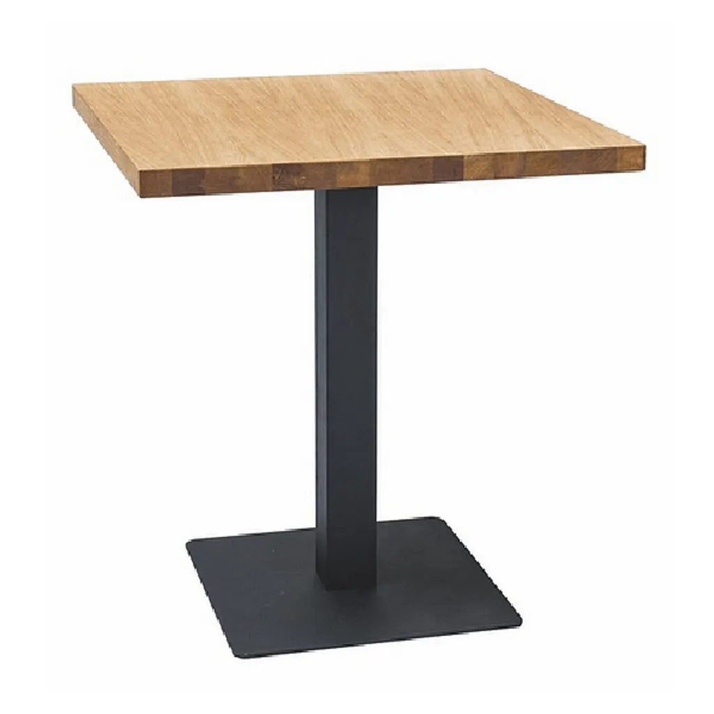 Table bistrot 60x60 KYRYLO 1 chêne naturel, piètement robuste noir mat