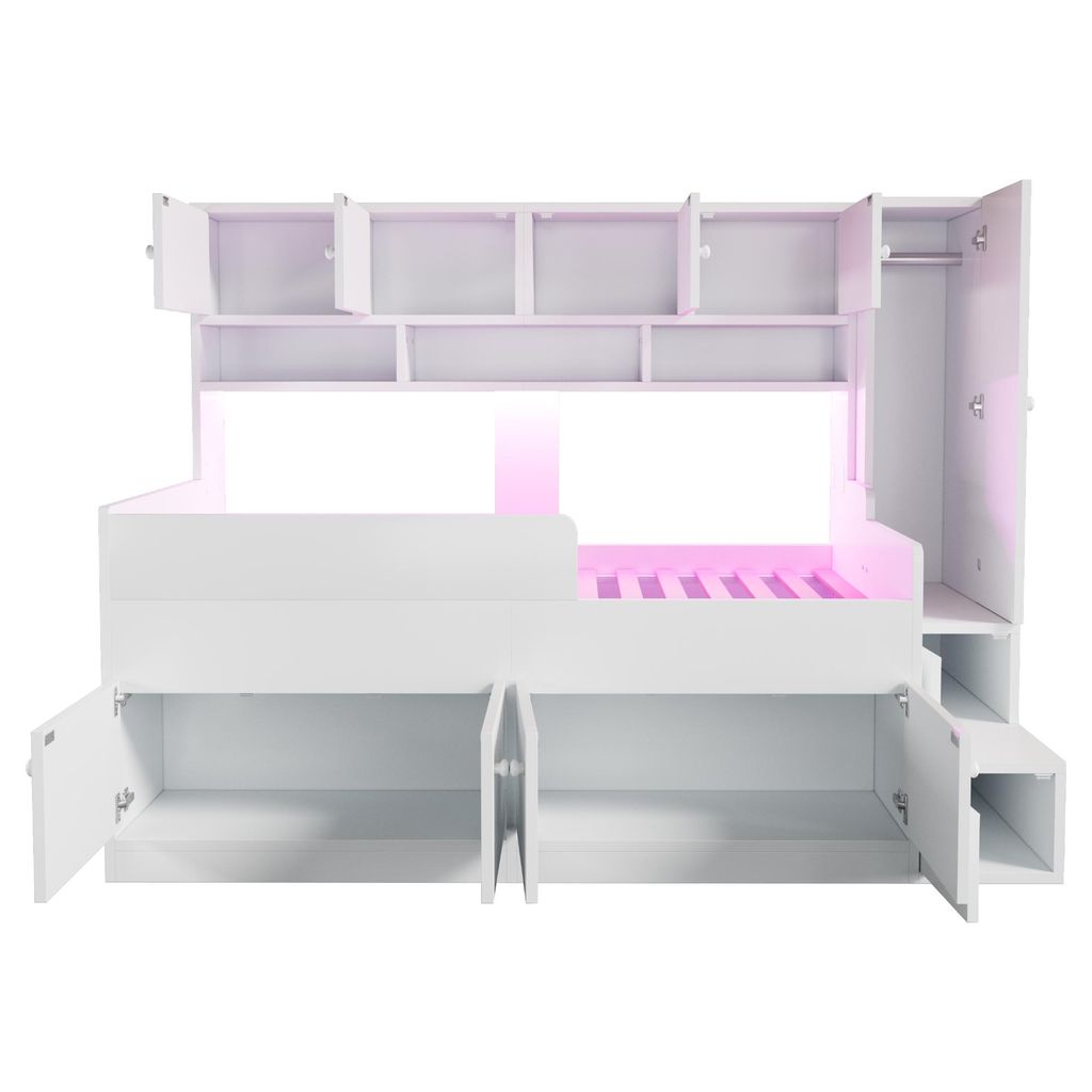 Merax Kinderbett 90x200 cm mit Kleiderschrank und Produktbild 