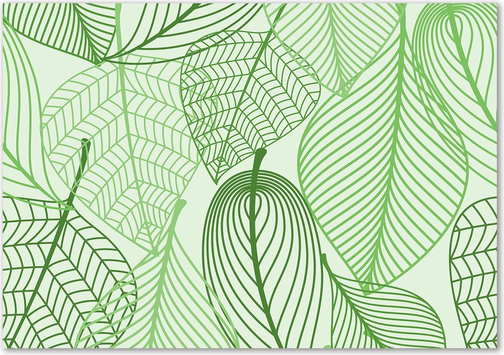 Tulup Leinwandbild - 100x70 cm - Wandkunst - Drucke auf Leinwand - Leinwanddruck - Blumen & Pflanzen - Grün - Blätter Muster