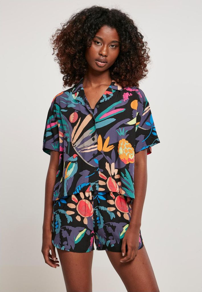Ladies Viscose Resort Shirt blackfruity 5XL