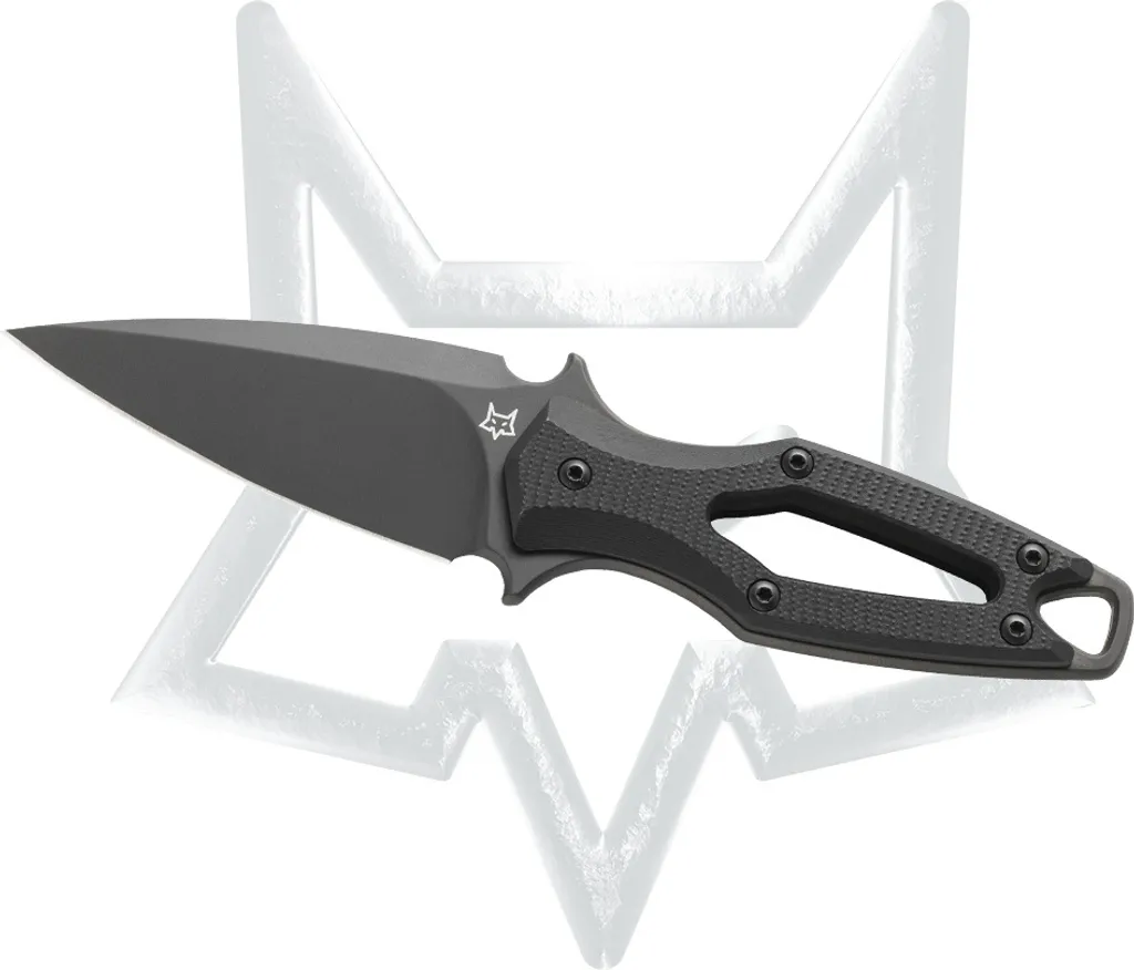 Couteau de poche fixe FOX lame en acier inoxydable et manche noir