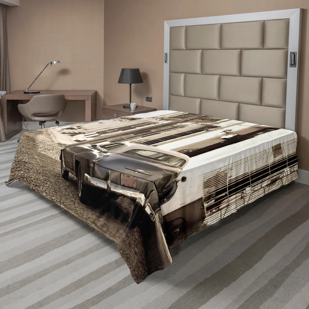 Drap de lit plat anti-froissage motif Cuba pour lit élégant et sans plis