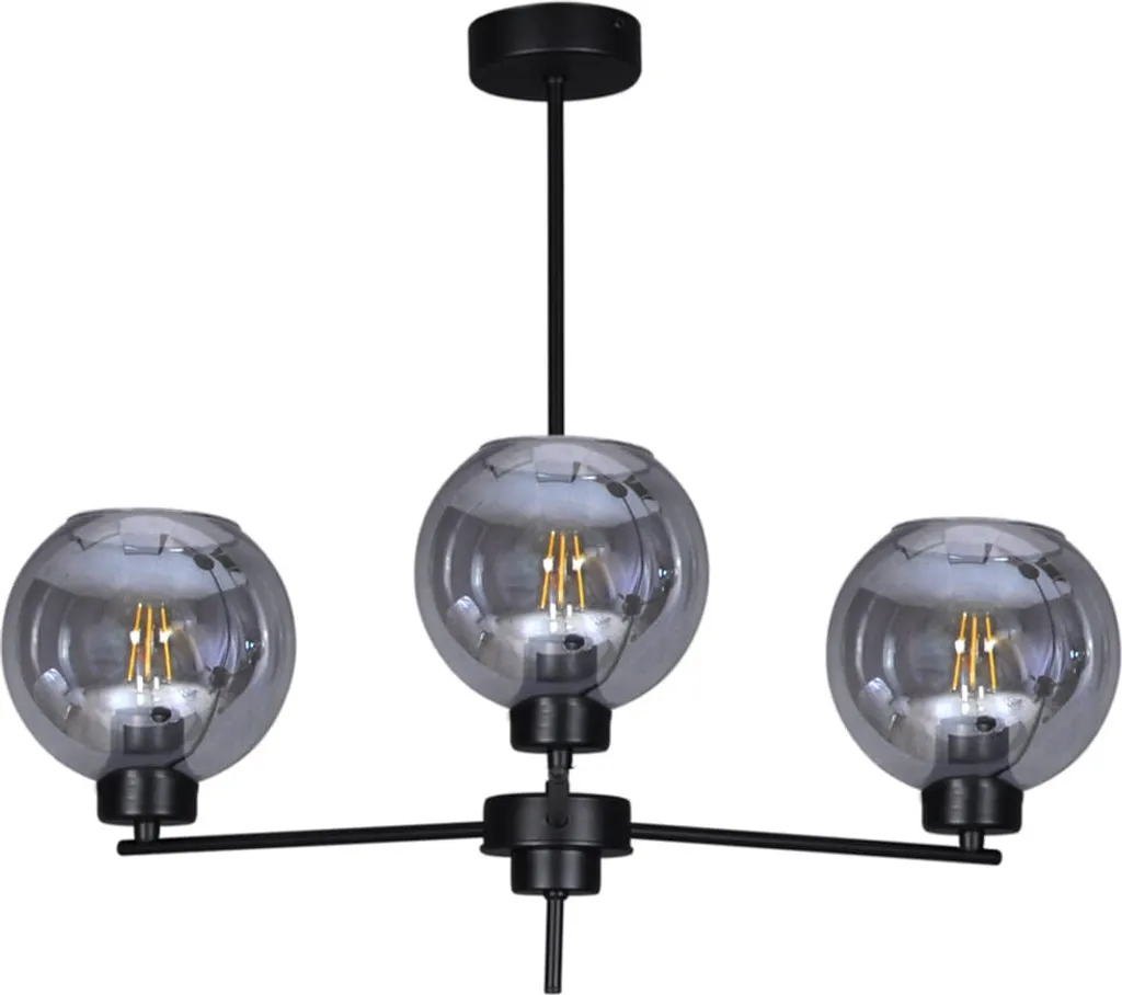 Lustre ALDAR pour Salle à Manger et Bureau Noir Graphite 3xE27 Verre
