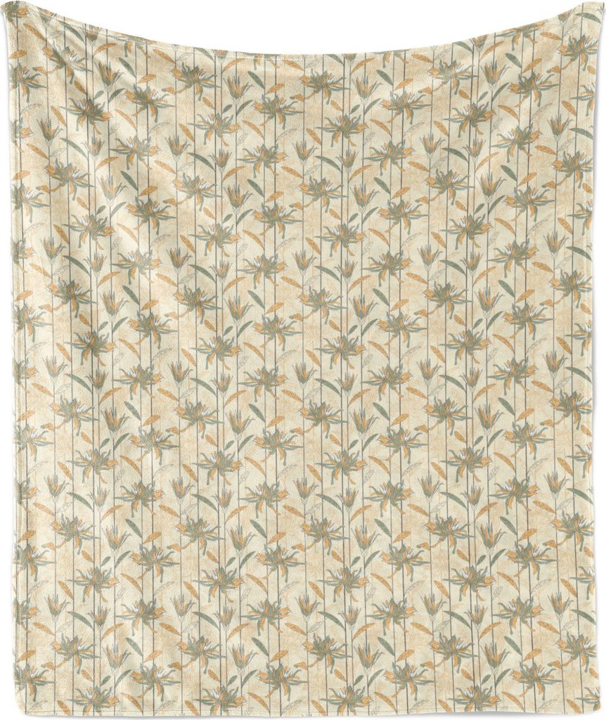 ABAKUHAUS Blumen Weich Flanell Fleece Decke, Blühende Blumen auf Streifen, Gemütlicher Plüsch für den Innen- und Außenbereich, 125 x 175 cm, C...