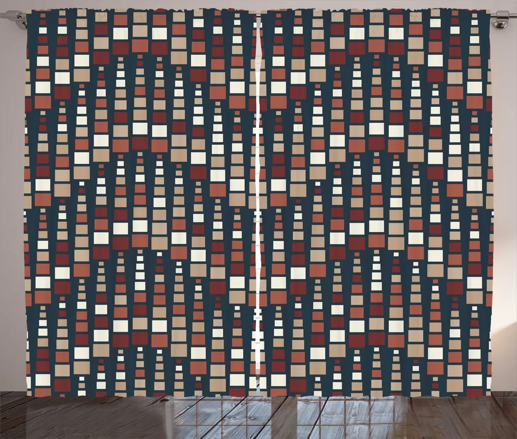 Rideau large 280cm pour salon, solution fixation crochets bleu beige