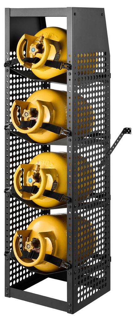 VEVOR Kältemitteltankgestell 376x330x1321 mm, 4 Ebenen für 4 Zylindertanks, Kohlenstoffstahl, Flaschengestell, Kältemittelflaschenhalter zur Lag...