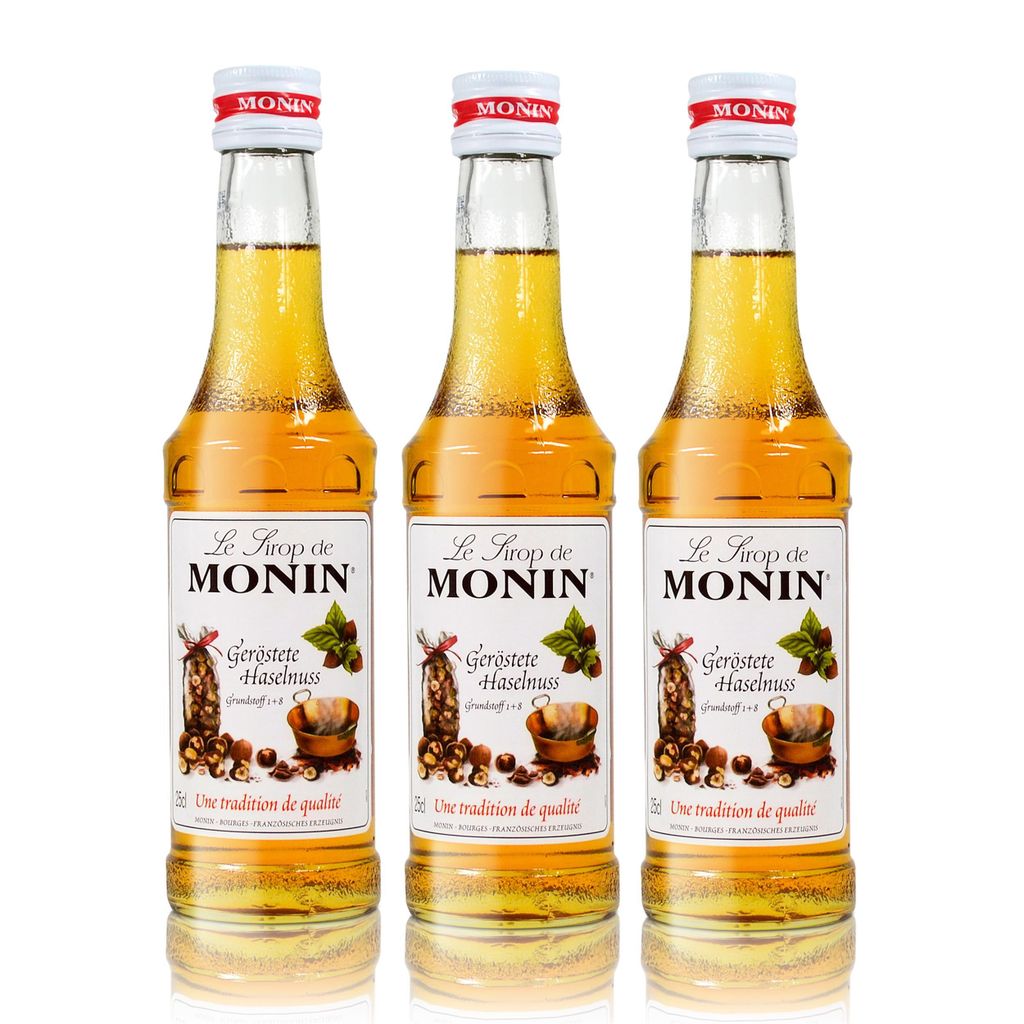 3x Monin Geröstete Haselnuss Sirup, 250 ml Flasche - für Produktbild 