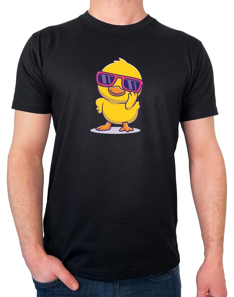 Huuraa Herren T-Shirt Cool Küken Comic XXL Black Bio Baumwolle Fairtrade Herrenshirt Geschenkidee