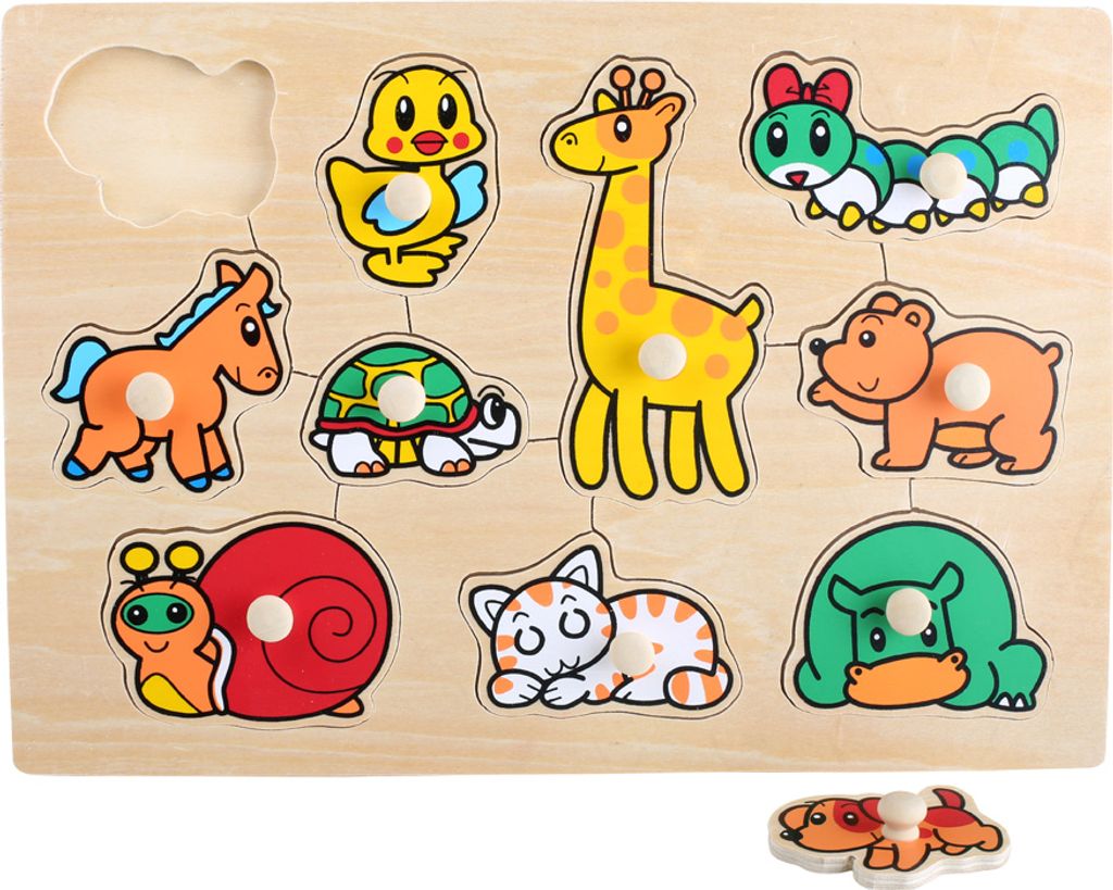 Small Foot 7119 Setzpuzzle Baby 200 aus Holz, mehrfarbig, 10-teilig (1 Set)