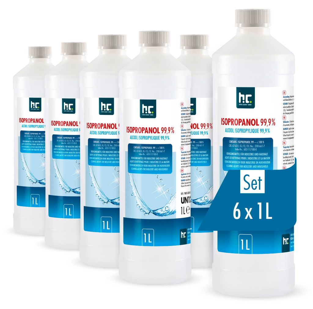 6x 1 L Isopropanol 99,9% in 1 Liter Flaschen Produktbild 