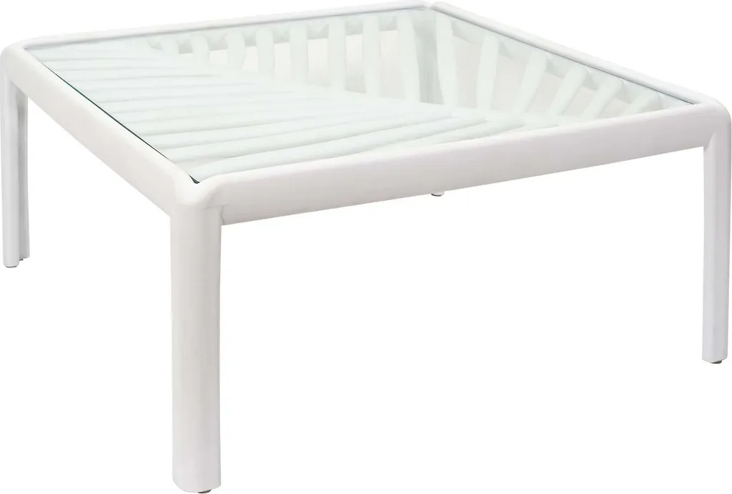 Table Basse de Terrasse Ibiza Blanche en Résine Résistante aux Rayons UV