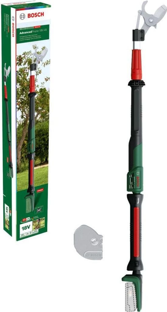 A Bosch pole pruner and its packaging are displayed against a white background.