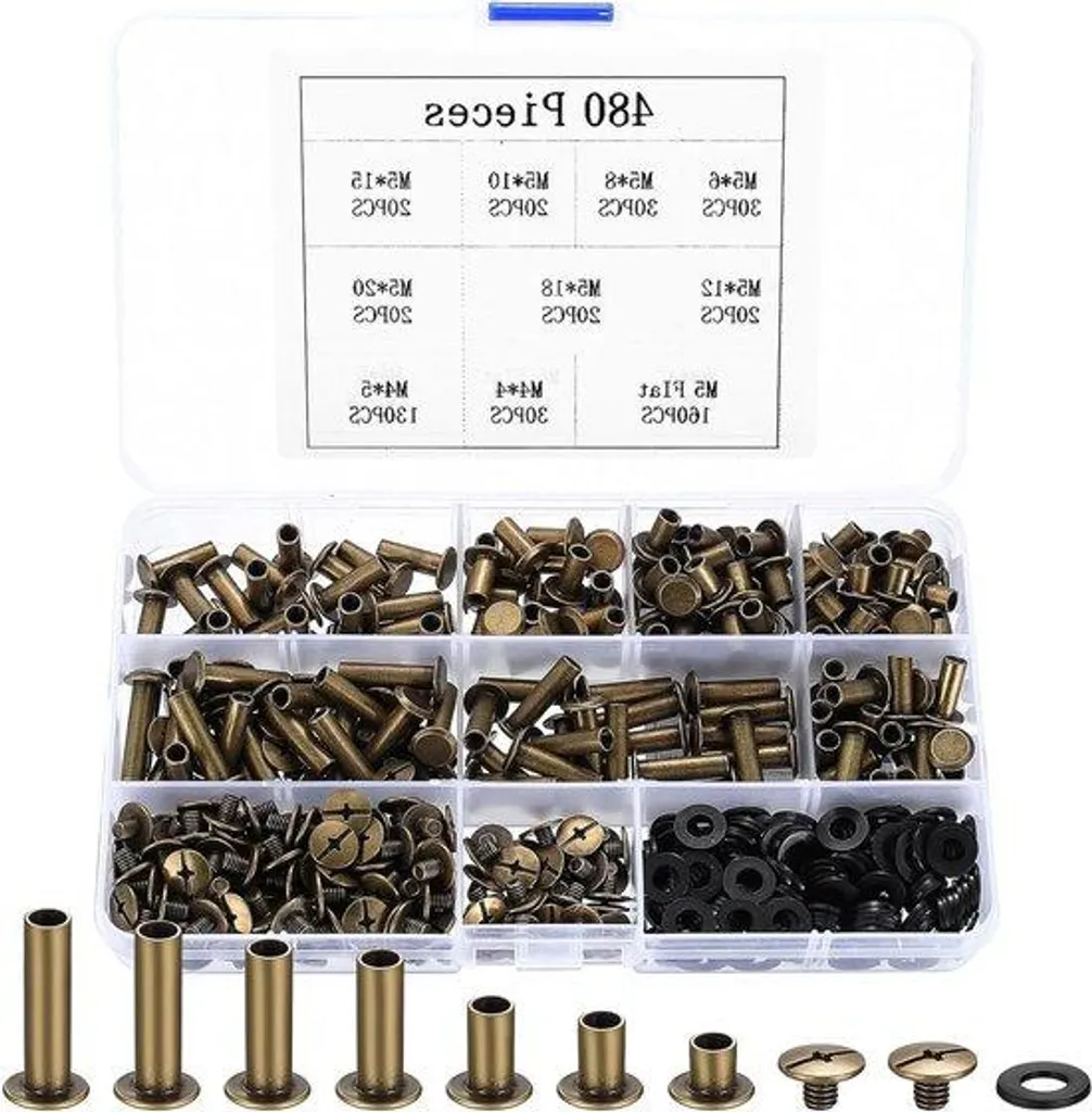 Kit de reliure Chicago en cuir avec 480 vis de reliure à monter soi-même