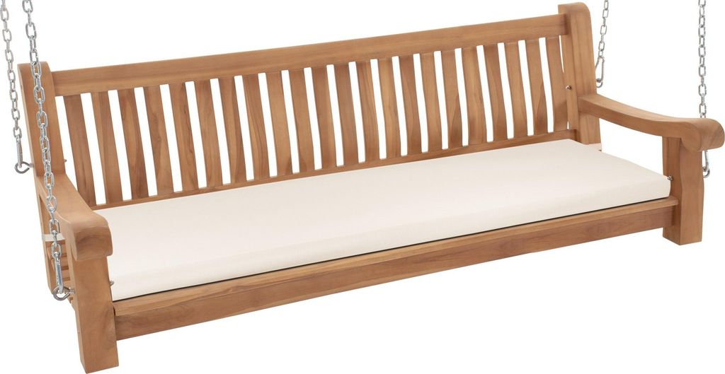 CLP Schaukelbank wetterfest Joyce mit Sitzkissen Farbe creme Größe 166x48x8 cm