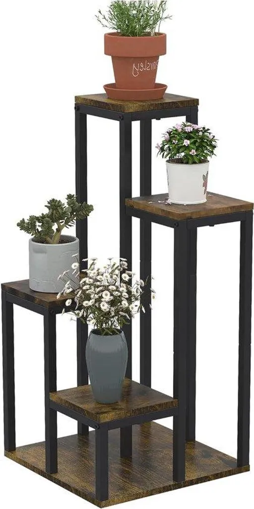 Meuble de rangement plantes marron 4 étages pour jardin d'hiver intérieur