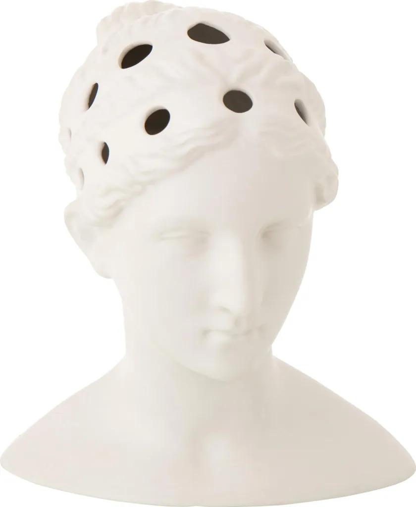 Vase Statuette Buste de Femme Blanc J-Line - Sculpture Déco Intérieure