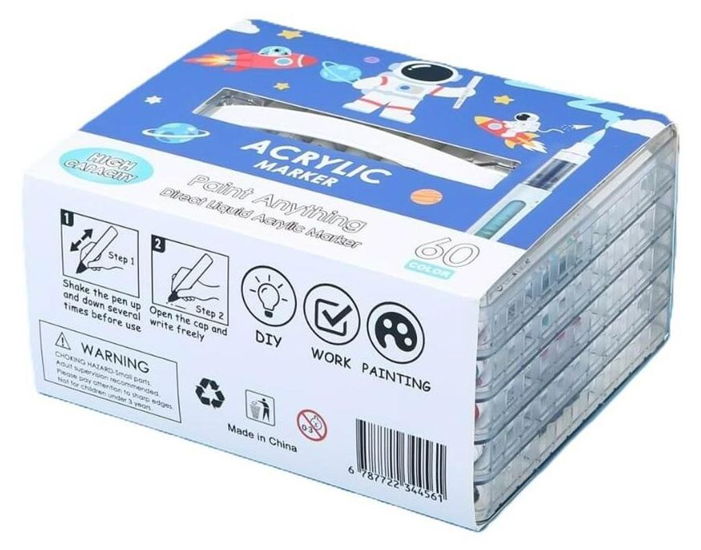 Akrylový Marker 60ks – Tekutý Umelecký Fix, Nepriehľadná Obrázok produktu 