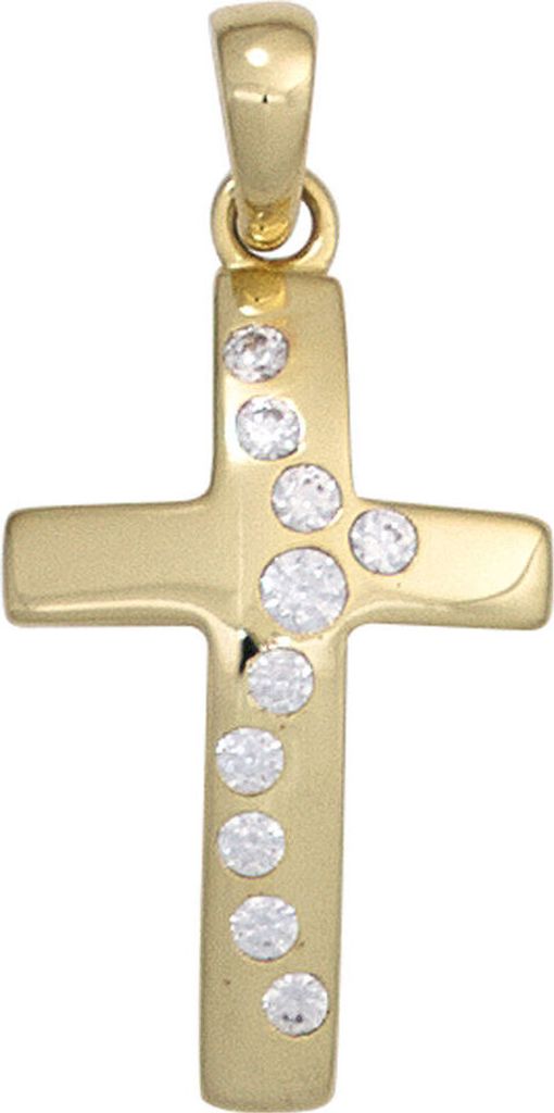 Anhänger Goldkreuz 20,1mm Kreuz 333 Gold Gelbgold weiße Zirkonia Damen