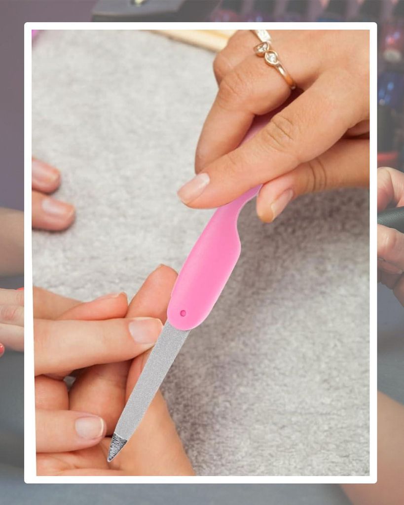 Faltbare Nagelfeile - Nagelkunstwerkzeug Metall Polierwerkzeug Für Nägel Streifen Zum Kürzen (Schwarz Rosa), 6 Stück