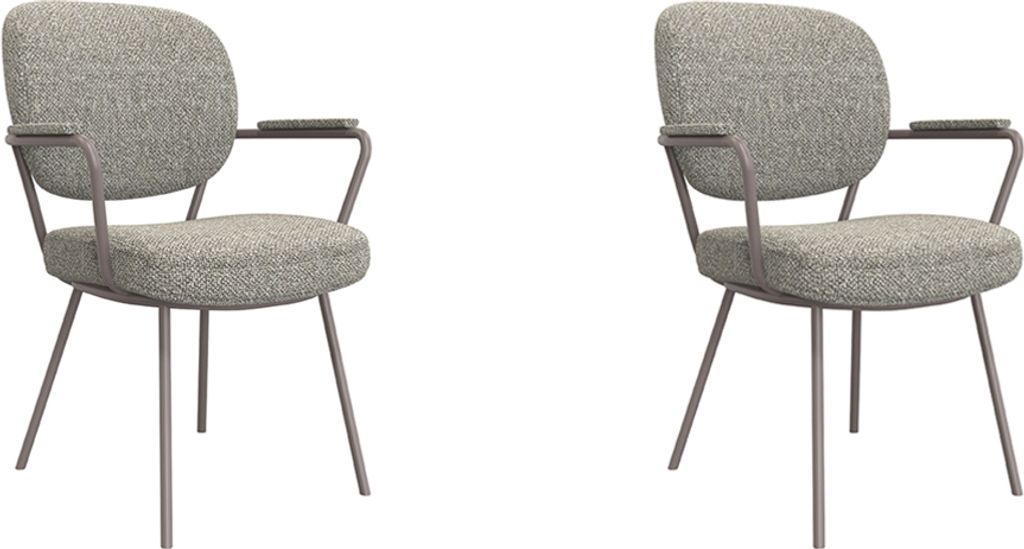 LABEL51 Esszimmerstuhl Lausanne - Trüffelgrau - Boucle - 2er-Set