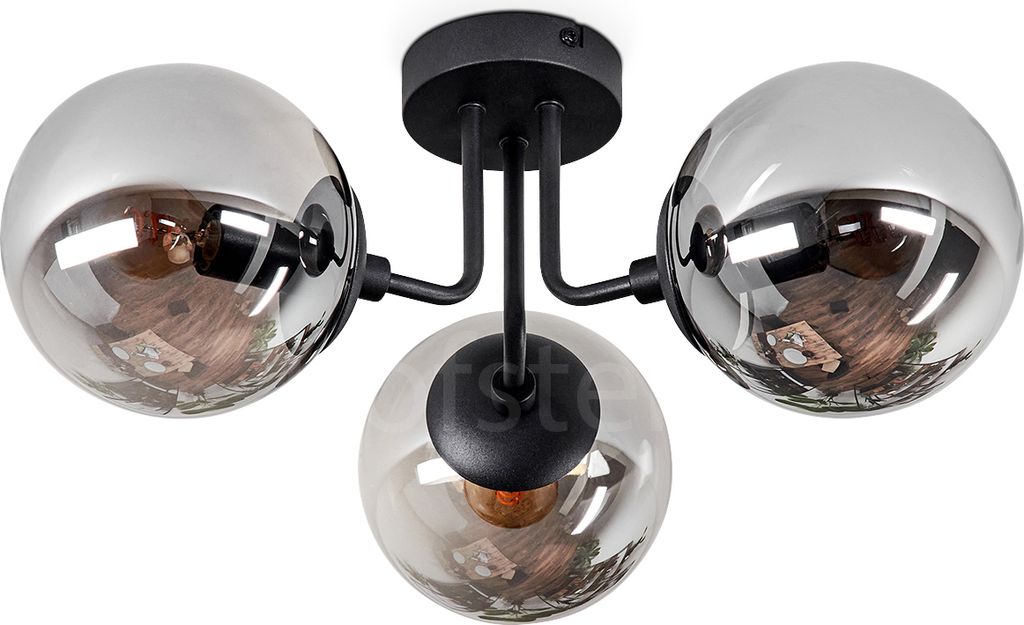 Sarno moderne Deckenlampe aus Metall/Glas in Schwarz/Rauchfarben