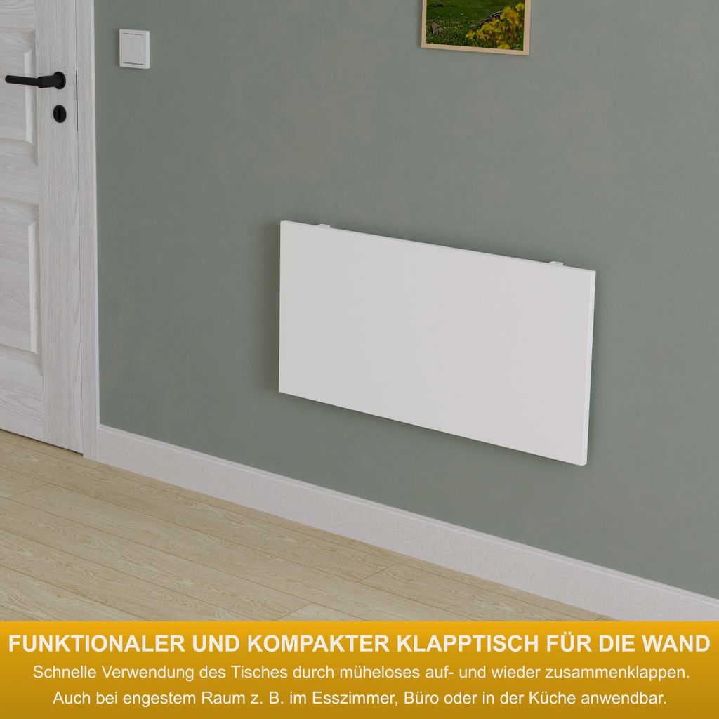 Wandklapptisch Schreibtisch Tischplatte 80x40 cm in Weiß Produktbild 3