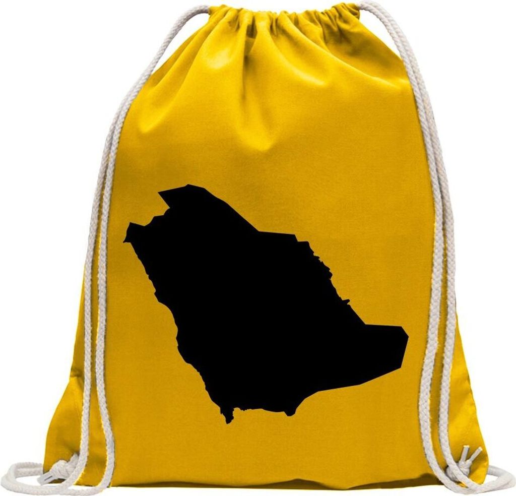 Kiwistar - Turnbeutel - gelb - Saudi-Arabien Umriss Kontur - Fun Rucksack Sport Beutel Gymsack Baumwolle mit Ziehgurt