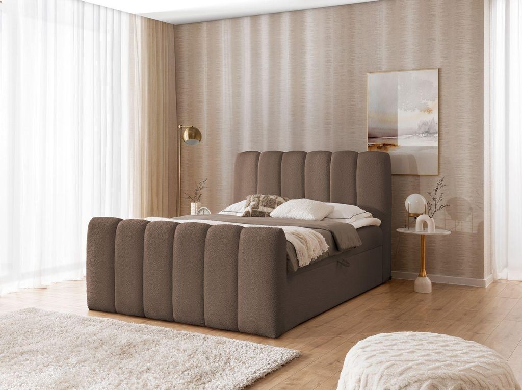 Boxspringbett 160x200 SEMINOLE - dunkelbraun + Matratzenauflage