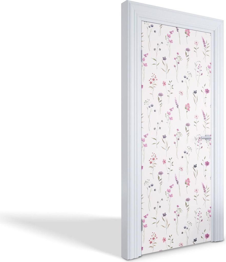 Türdeko Aufkleber Selbstklebende Wandsticker Personalisiert - Zarte Blumen - 85 x 205 cm