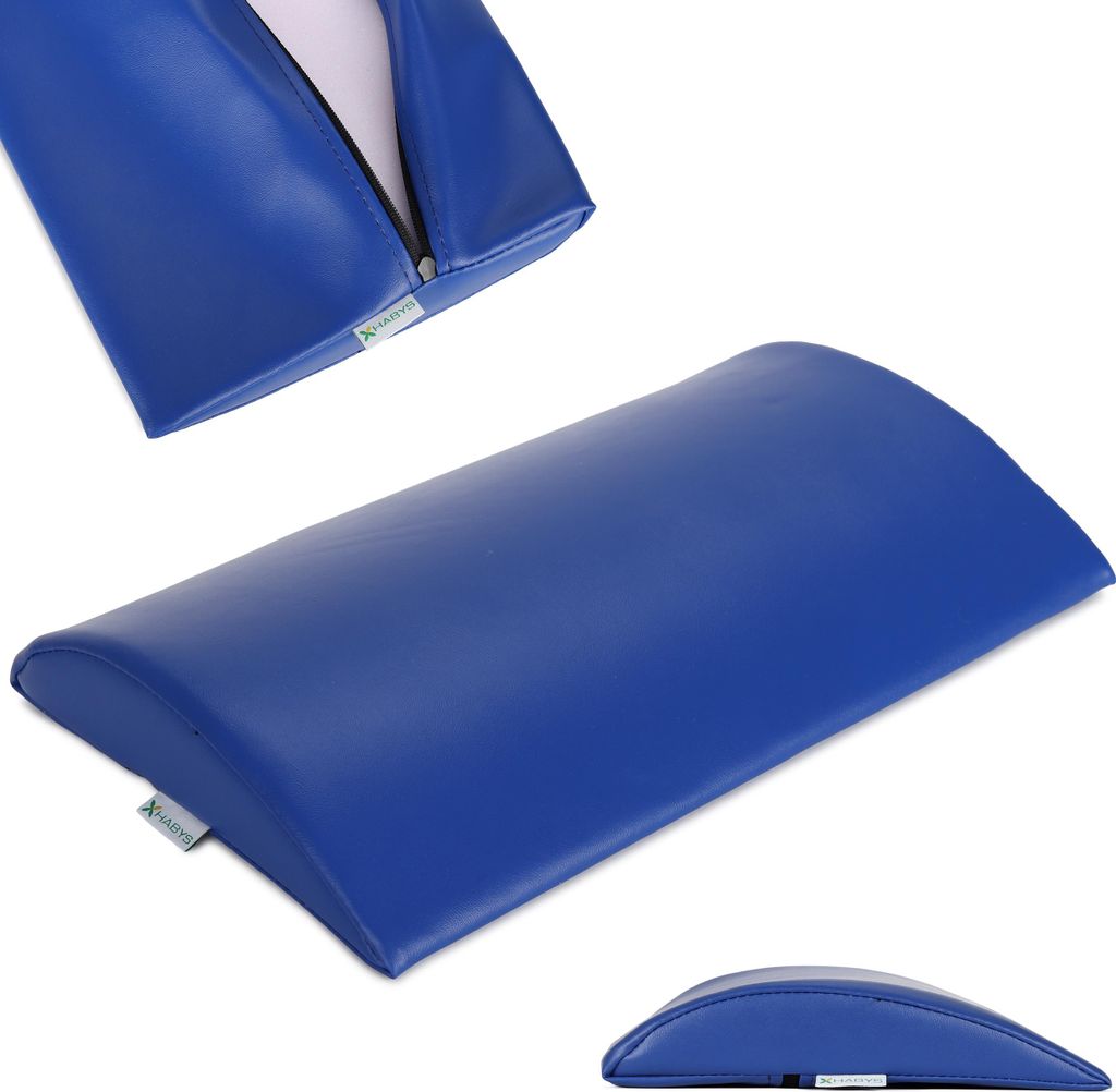 Habys Lenden-Halbrolle, Lagerungsrolle, Nackenkissen, Nackenrolle | für Massage und Therapie, Kniehalbrolle, 40x25x5cm | Hart Marineblau