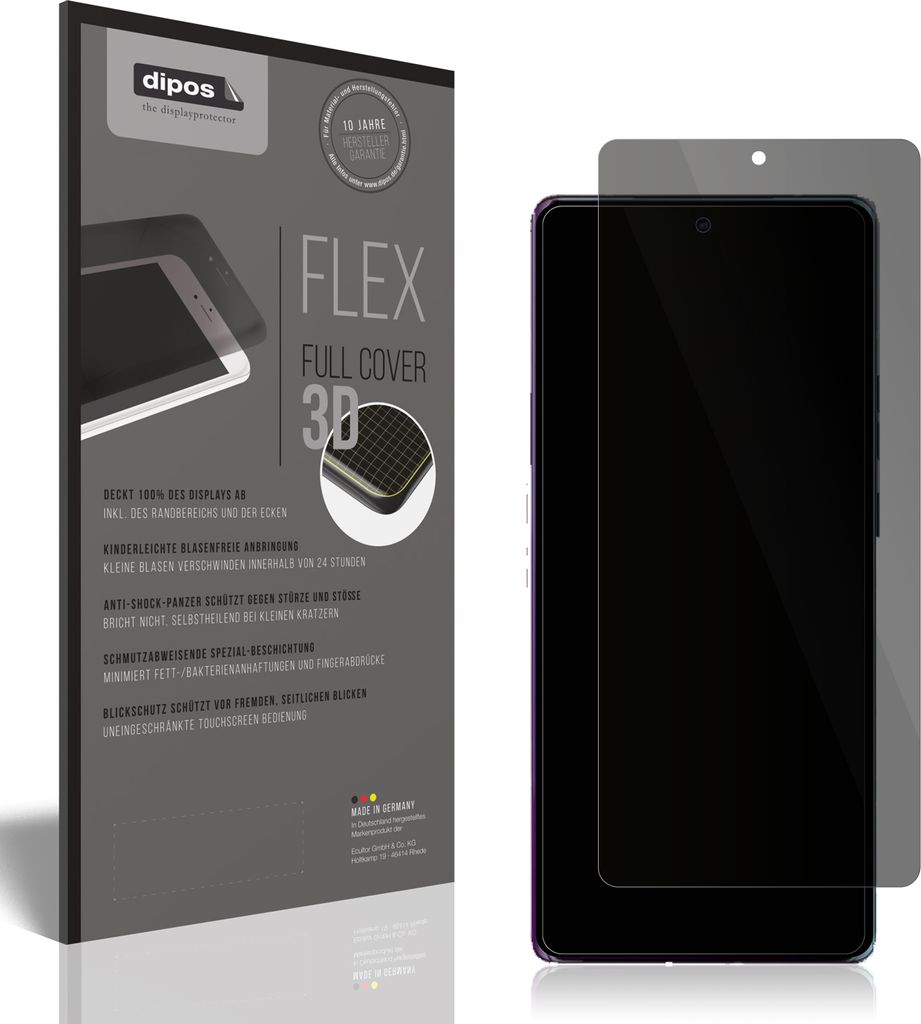 Full Cover Privacy Blickschutzfolie für Motorola Moto Edge 40 Pro Folie Anti-Shock