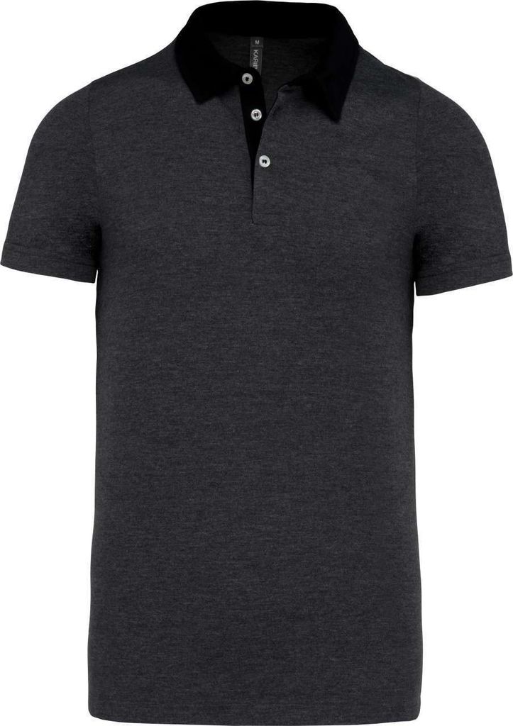 Kariban Herren Polo-Shirt Polohemd Poloshirt Polo Arbeit Shirt, Größe:S, Farbe:Dark Grey Heather/Black