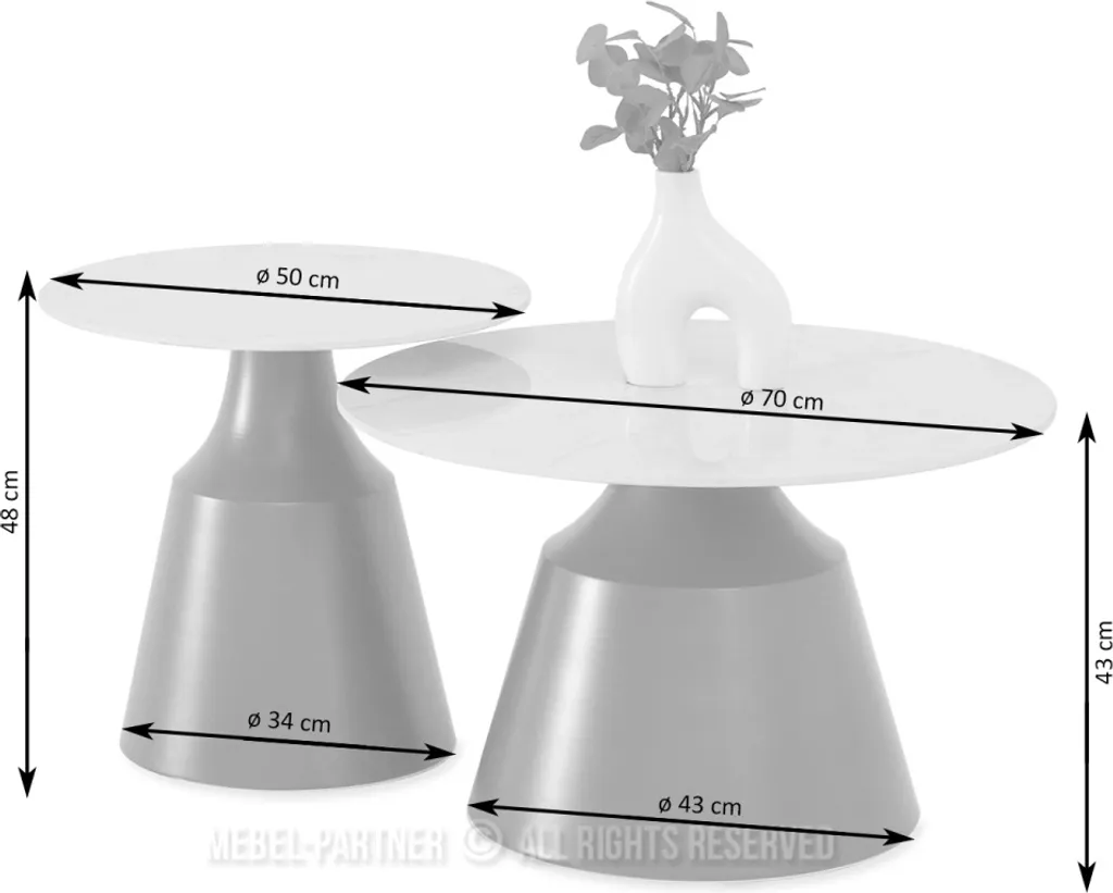 Table basse ronde GATOR marbre gris et structure grise anthracite - 4
