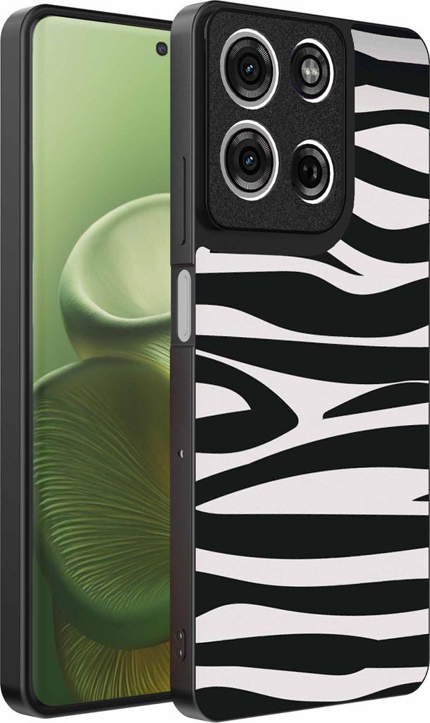 Geeignet für Motorola Edge 60 Handyhülle mit Zebradruck - TPU zurück Abdeckung Fall Zebra-Design - Schwarz Weiß - Smartphonica