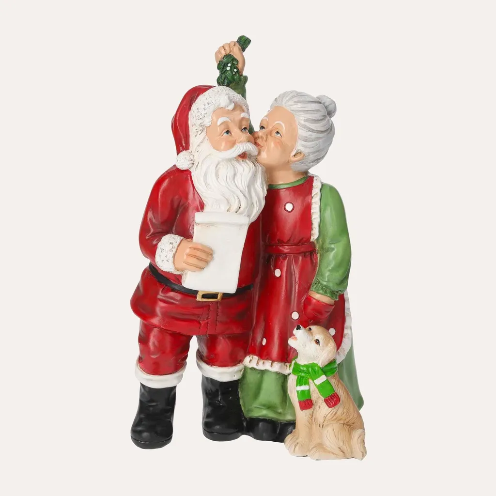Couple de Noël Père et Mère Noël de Luxe avec Finitions Peintes à la Main