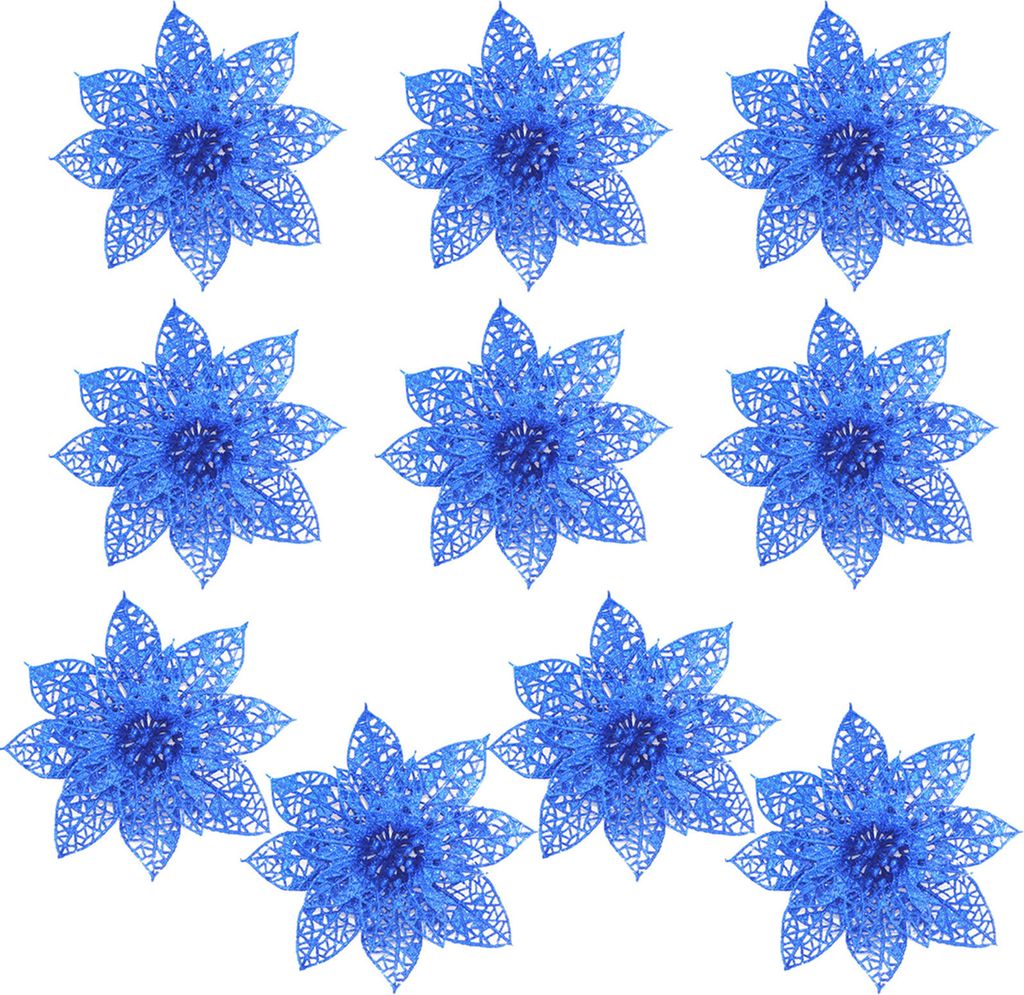 10pcs/Set künstliche Weihnachtsblume simuliert einfach zu bedienende Plastik Realistic Wrader Fake Flower Decor für Zuhause-Blau