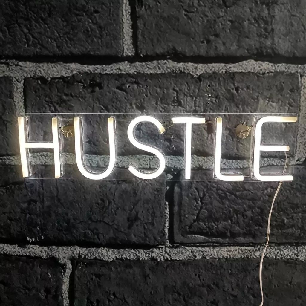 NEON LED Licht, dekorative Wand-Leuchte, Hustle weiß, ca. 50 x 12,5 x 2 cm