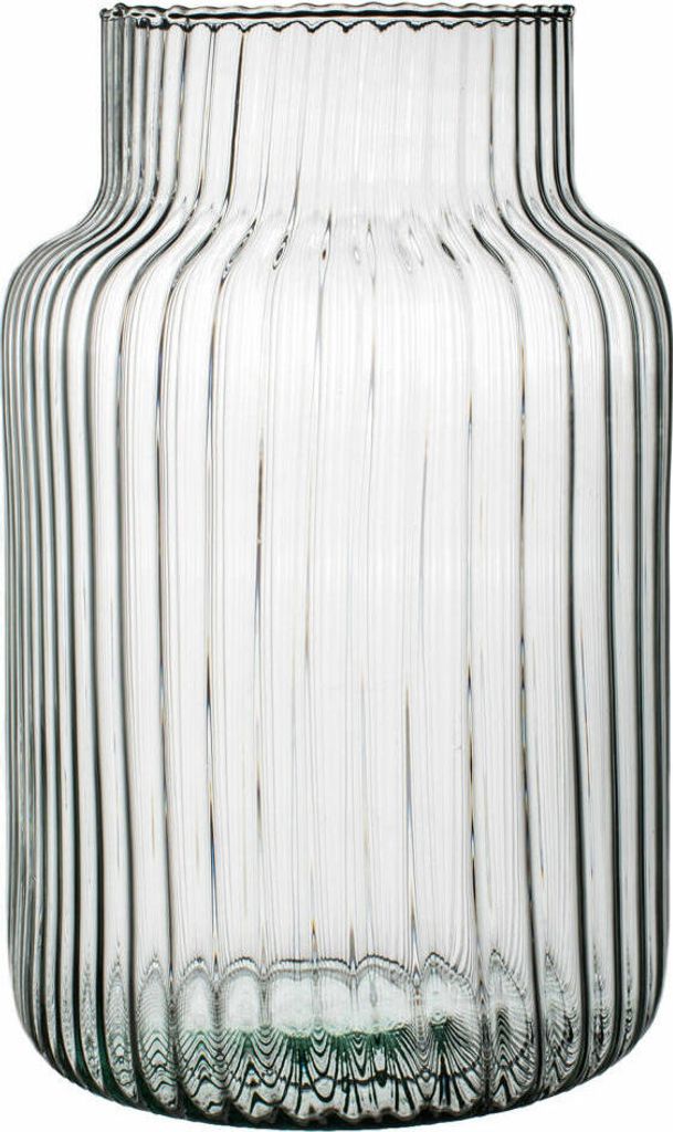 Ecoglassworks Vase Gigi gerippt, Dekovase, Blumenvase, Glasvase, Recyceltes Glas, Transparent, 30 cm, W-395E