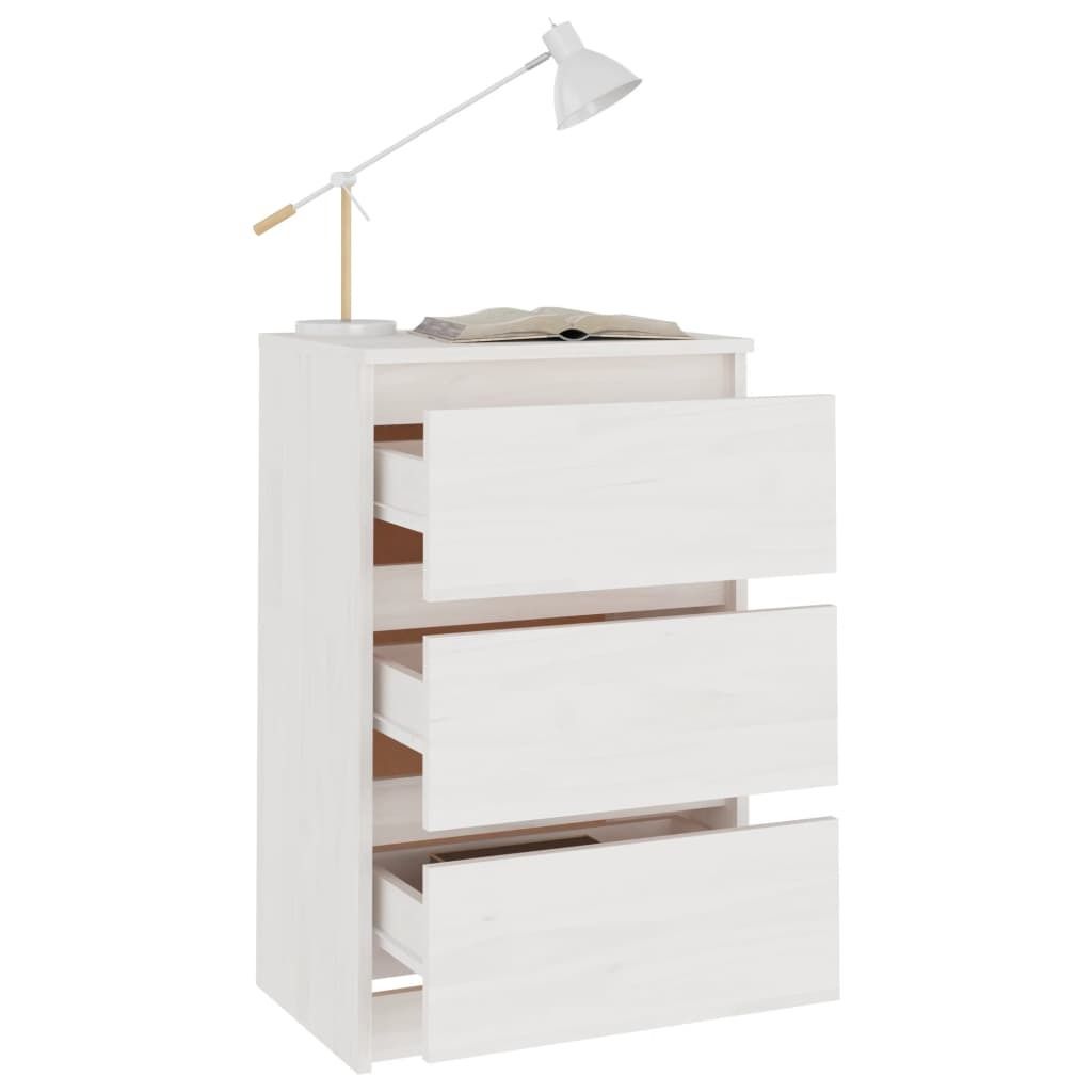 " "Nachttisch Elegantes Design - Beistelltisch - Nachtschrank Weiß 40x29,5x64 cm Massivholz Kiefer NeuMöbel 1817658