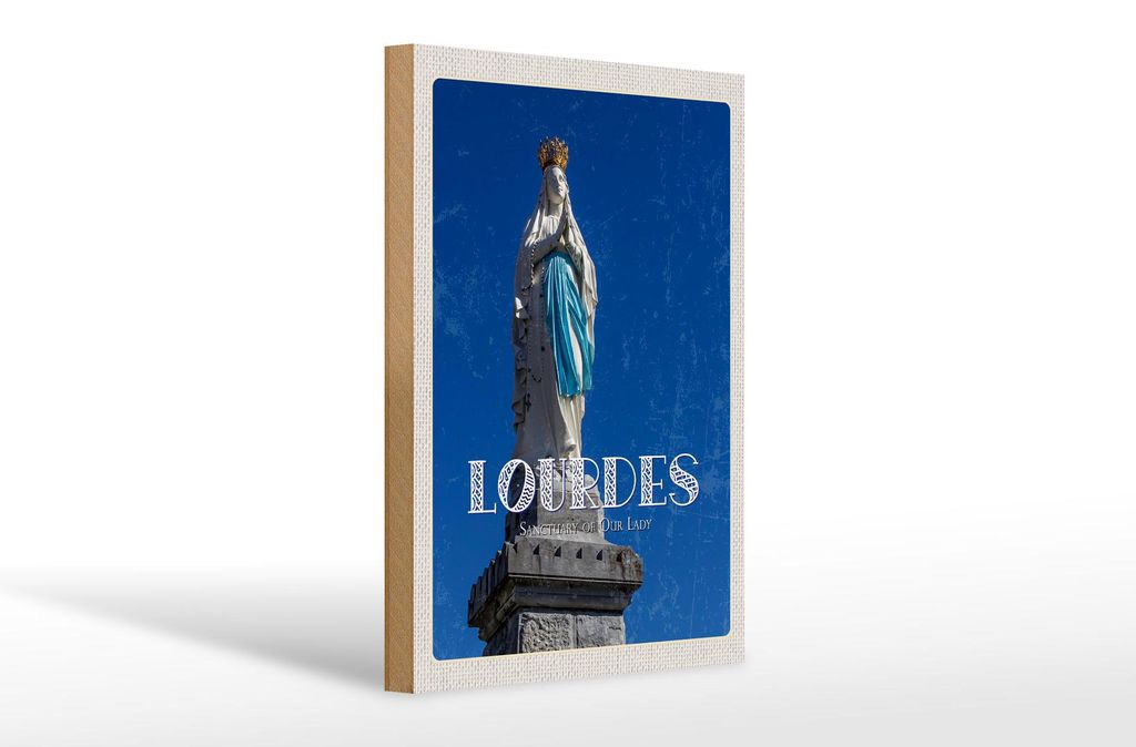 Holzschild Reise 20x30cm Heiligtum Frau Lourdes Kirche