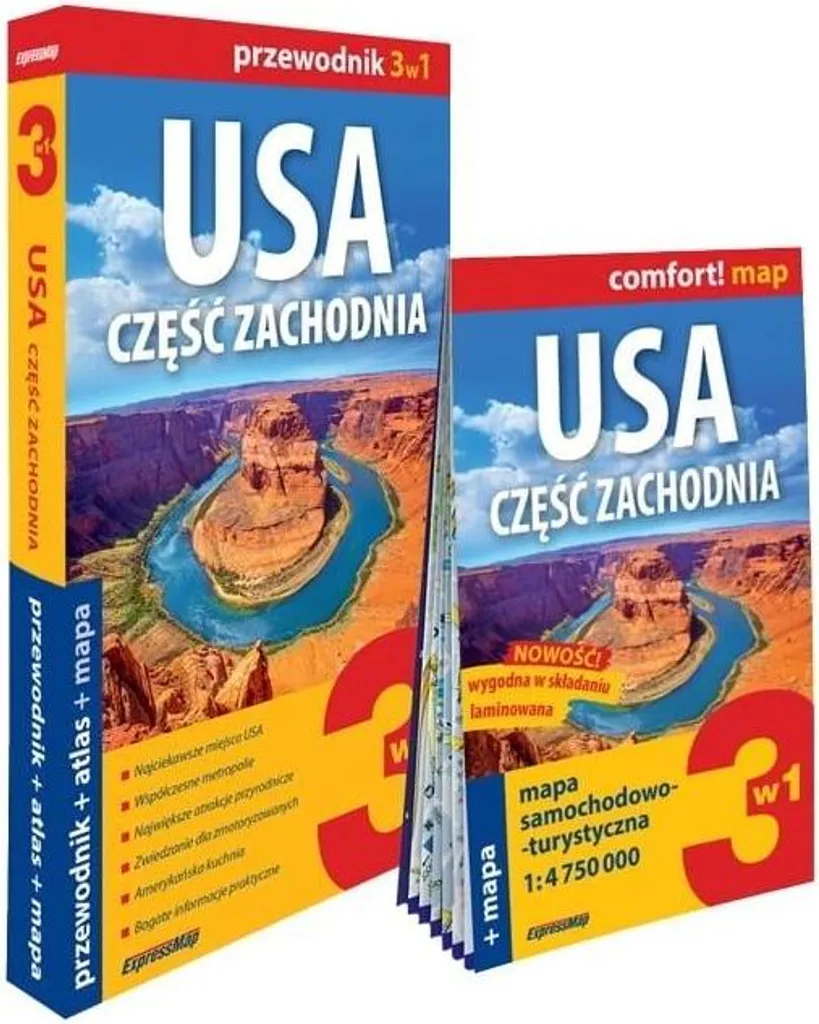 Pack Voyage Ouest Américain 3 en 1 Guide Atlas Carte pour Circuits