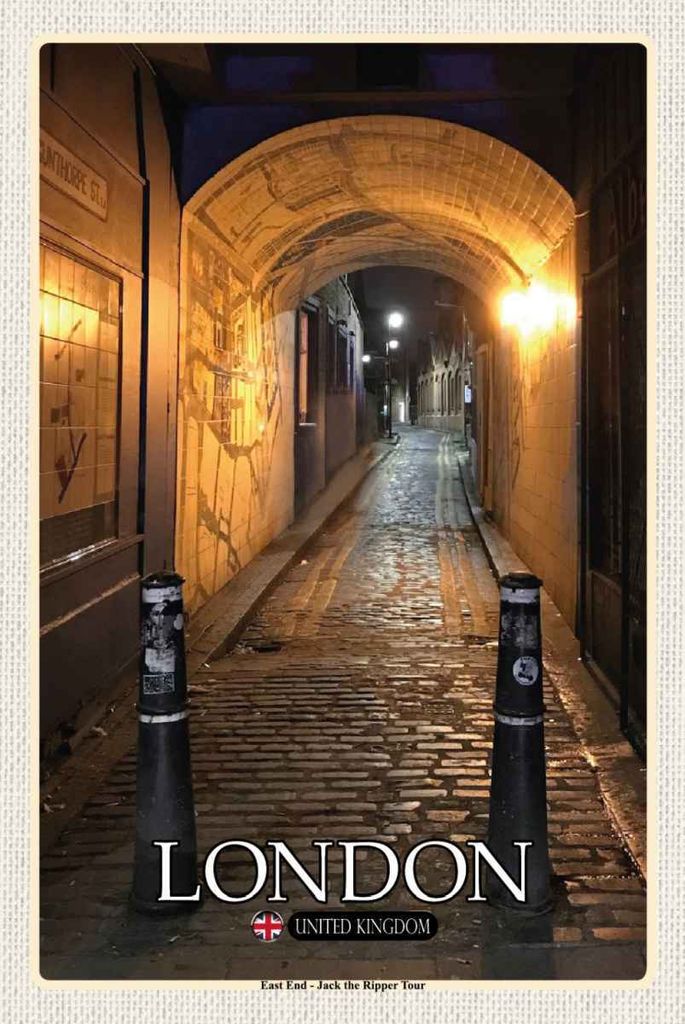vianmo Holzschild 30x20 cm London East End Jack Ripper Tour Bildmotiv Reisemotiv Abenteuer Reisen