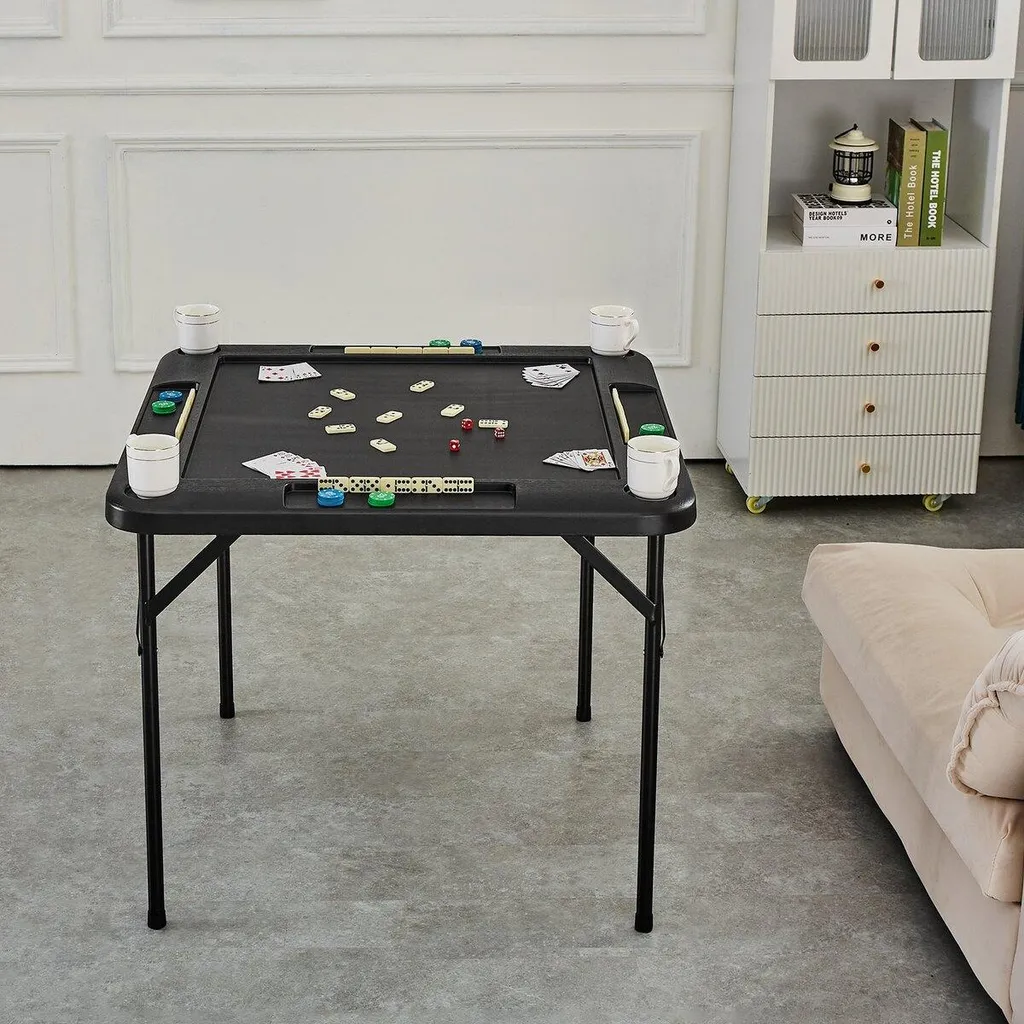 Table de domino portable avec porte-gobelets et jetons - 8