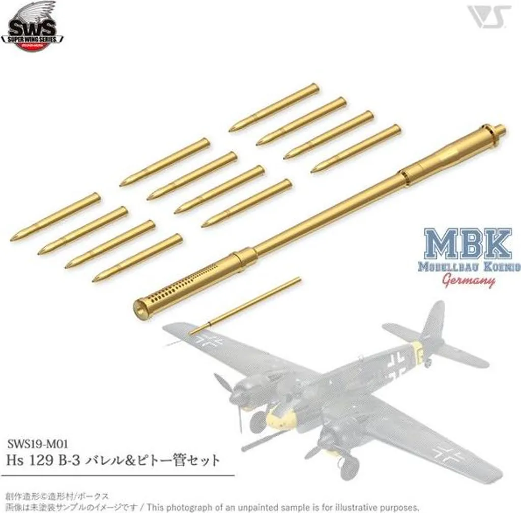 Ensemble barillet et tube de Pitot ZM-SWS19-M01 pour Hs 129 B-3 Zoukei-Mura