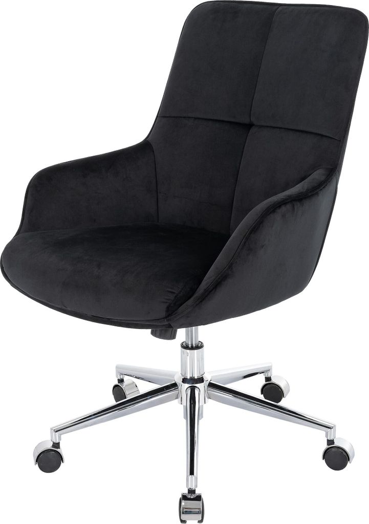 Bürostuhl HWC-J64, Drehstuhl Schreibtischstuhl Lehnstuhl, mit Armlehne höhenverstellbar Samt MVG schwarz