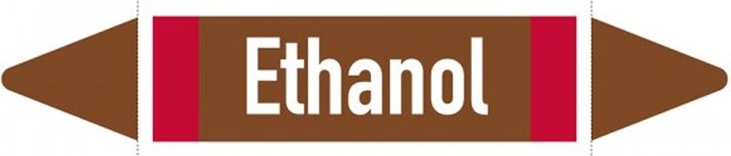 Aufkleber I Rohrleitungsetikett Ethanol, DIN 2403, braun/weiß/rot, für Ø 40-6...